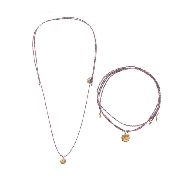BE HAPPY CORD NECKLACE - BLUE MULTI sold by Wildflower