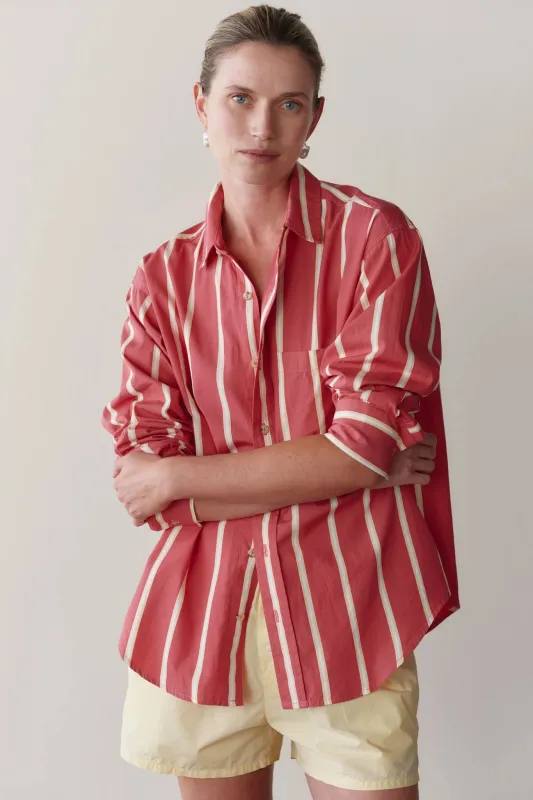 THE POP SHIRT - RASPBERRY STRIPE made by DONNI.