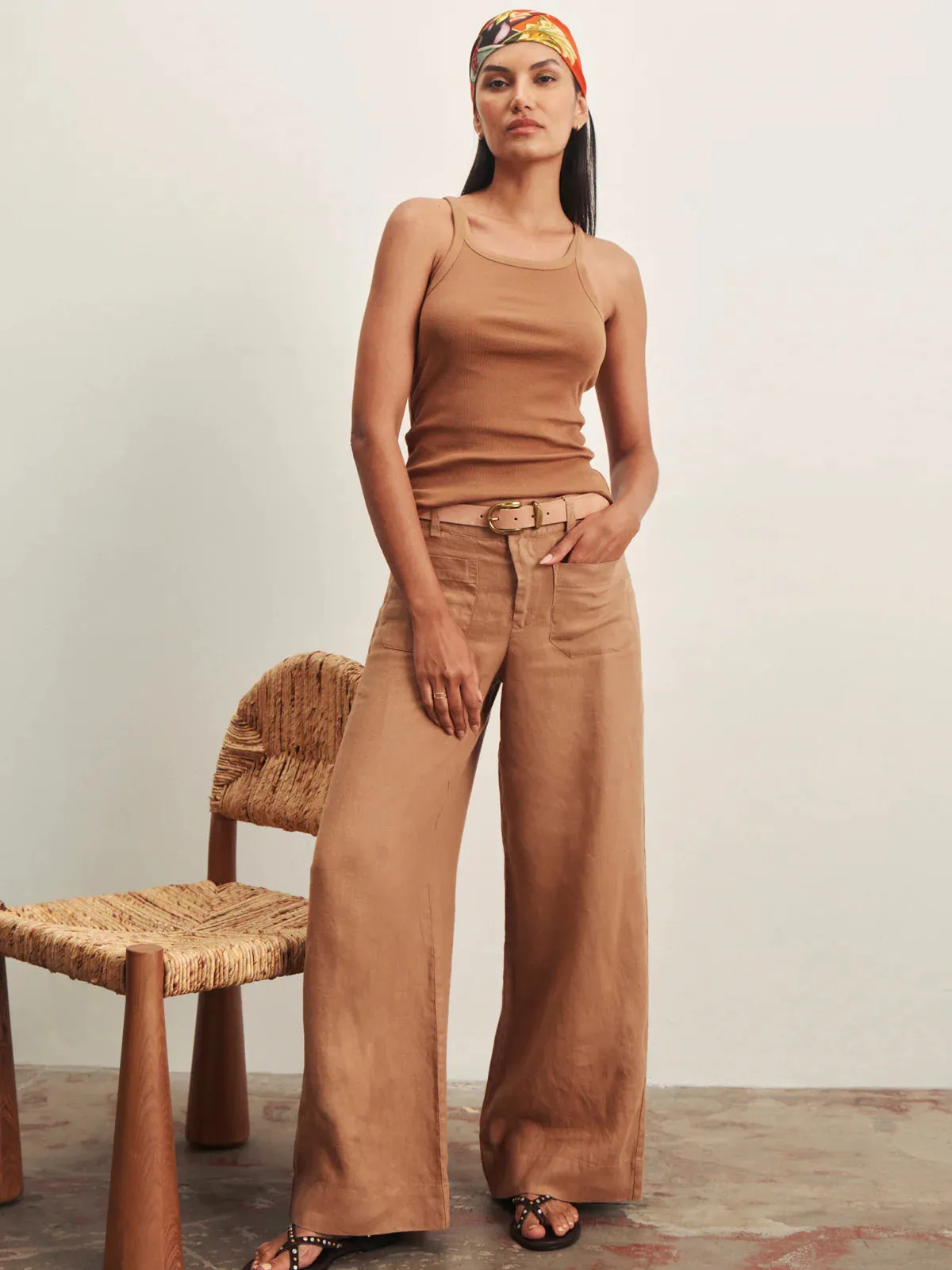 THE LINEN MARINE WIDE LEG - TOASTED COCONUT sold by Wildflower product image thumbnail 5