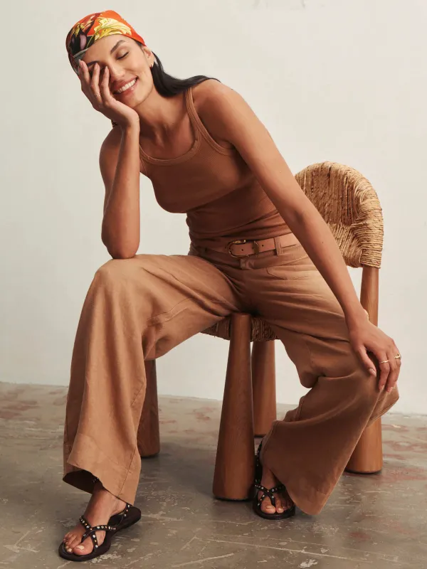 THE LINEN MARINE WIDE LEG - TOASTED COCONUT made by Sanctuary