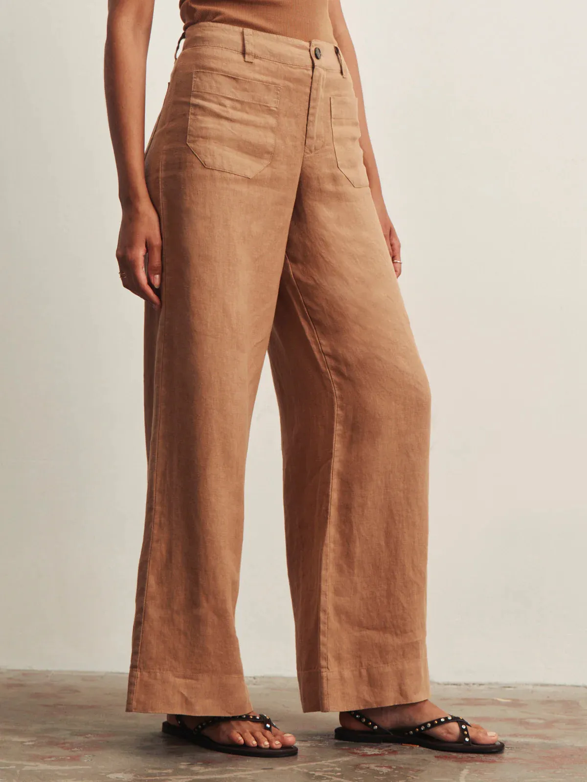 THE LINEN MARINE WIDE LEG - TOASTED COCONUT sold by Wildflower product image thumbnail 4