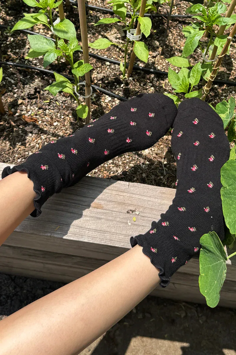 PETAL RUFFLED HUGGER CREW STOCK - BLACK PETAL sold by Wildflower