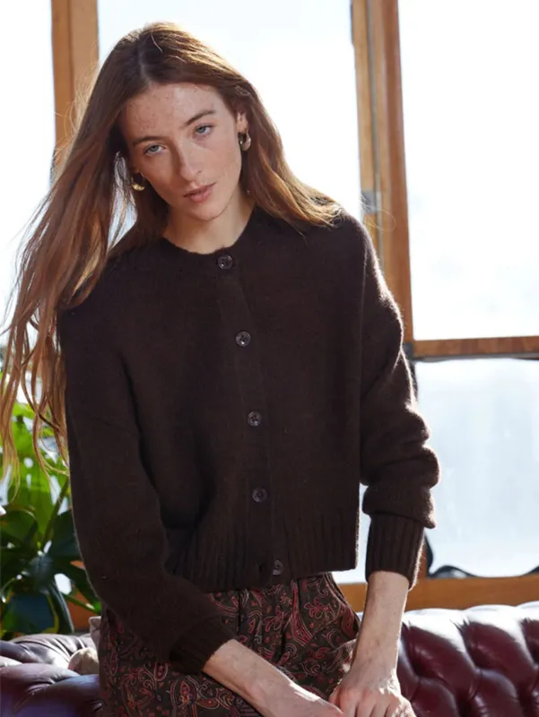 BOXY CARDIGAN - ESPRESSO made by Autumn Cashmere