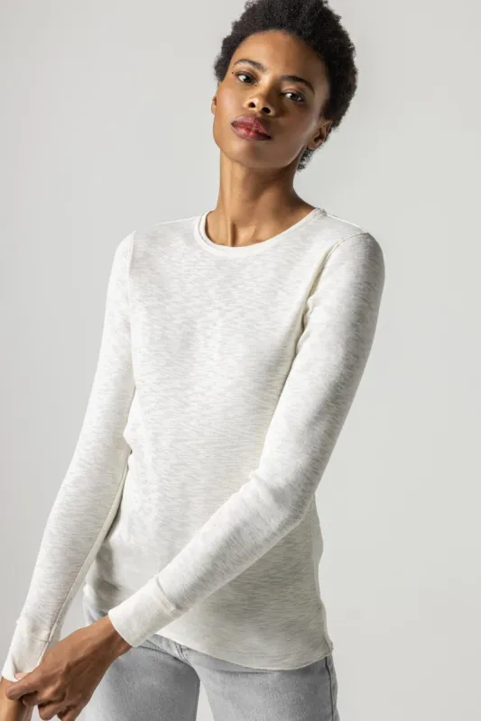 LONG SLEEVE RAW EDGE CREW sold by Wildflower