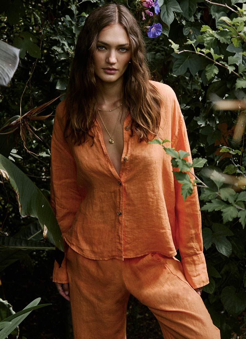 EDEN WOVEN LINEN BUTTON UP sold by Wildflower