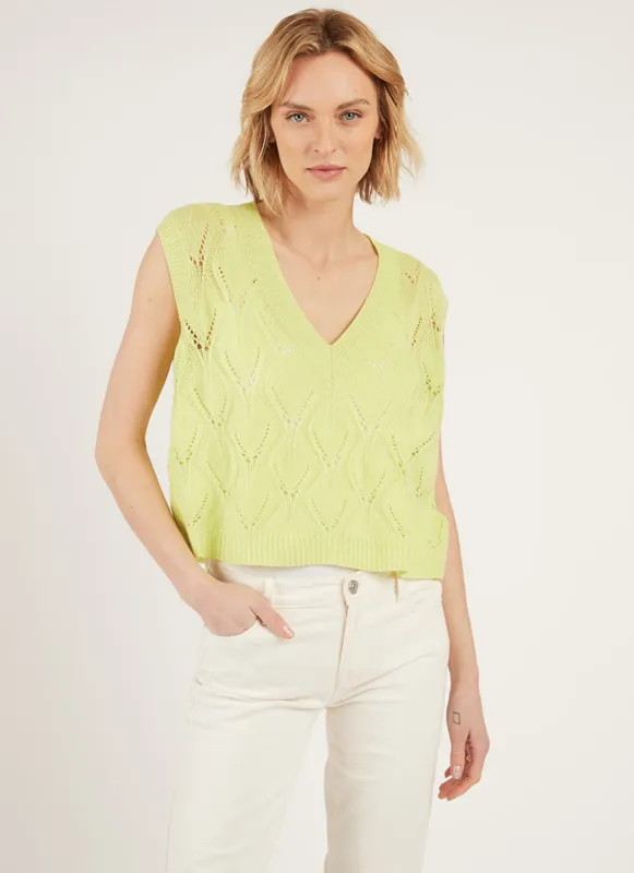 LEAF POINTELLE VEST sold by Wildflower