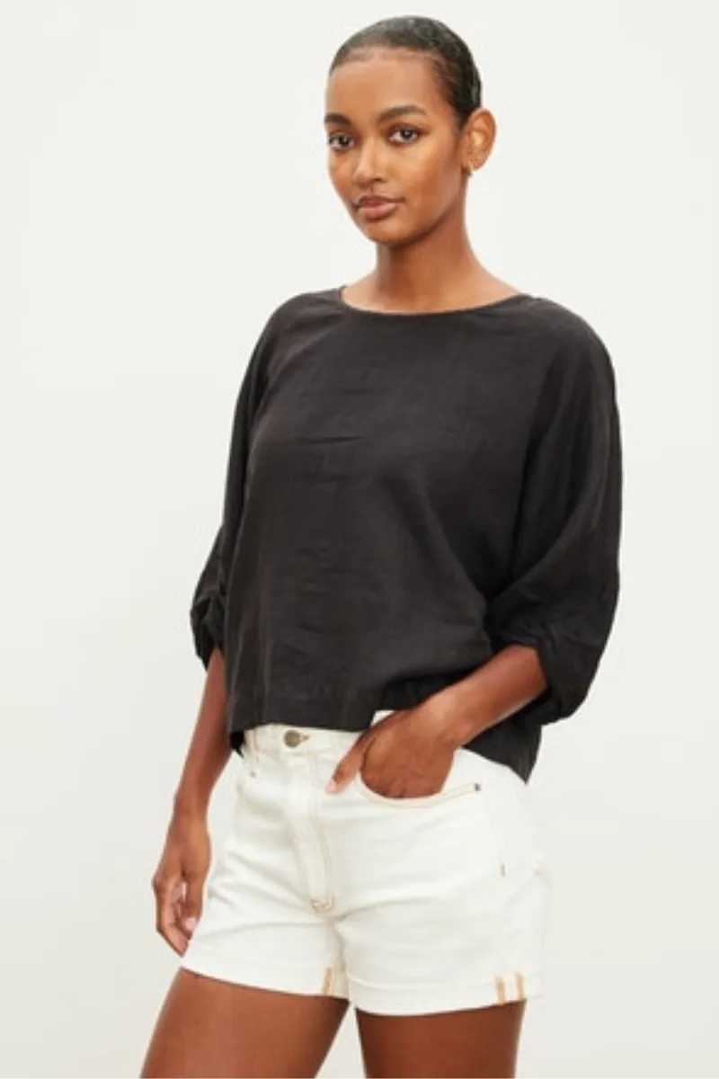 CASS LINEN PUFFY SLEEVE TOP sold by Wildflower product image thumbnail 2