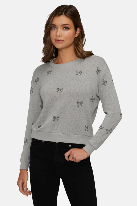 Bow Tie Bailey Sweater | Heather Grey sold by Wildfox