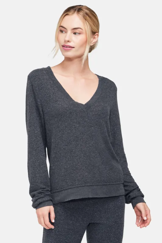 Baggy Beach Jumper Deep V  | Clean Black sold by Wildfox