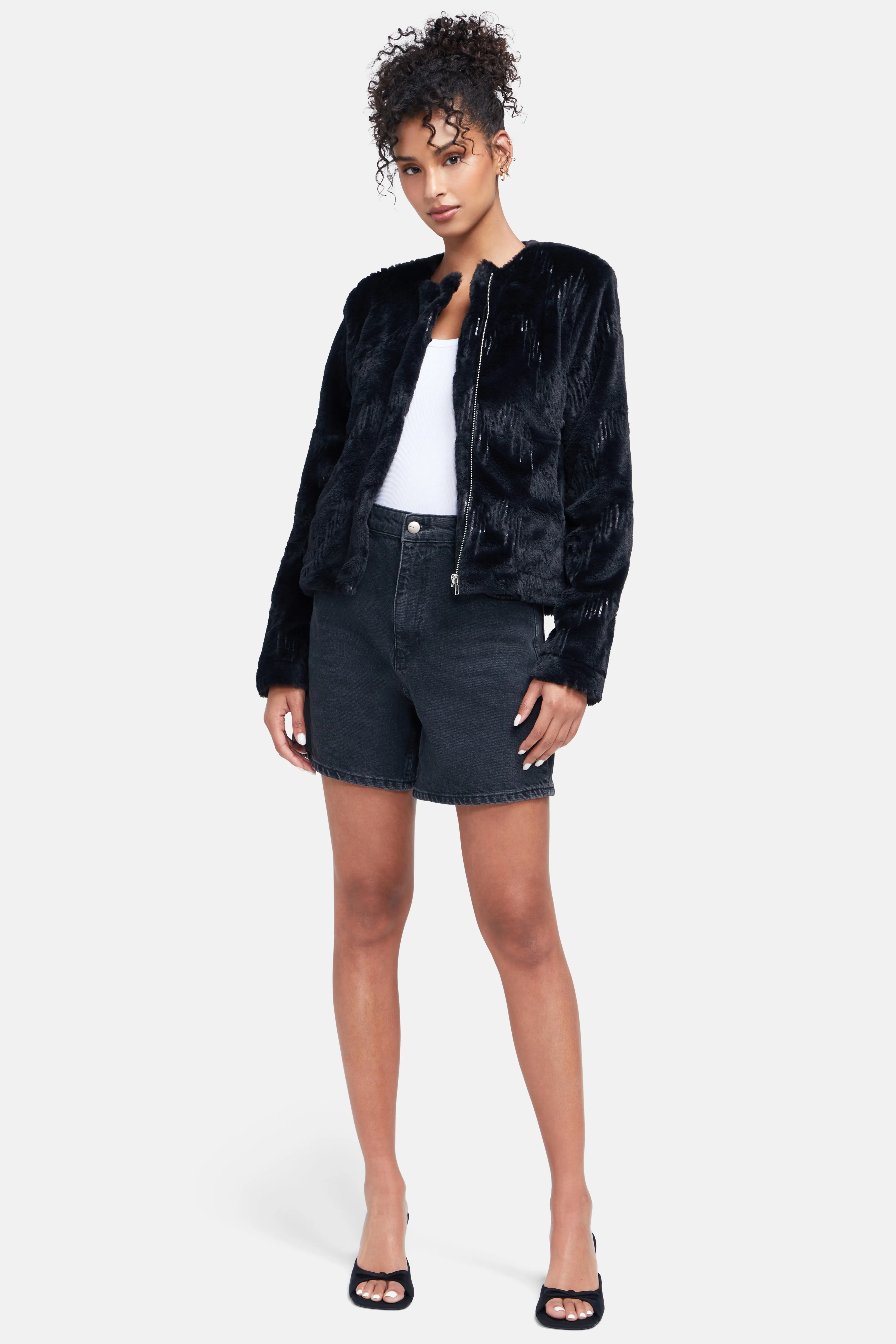 Sequins Fur Jacket | Black sold by Wildfox product image thumbnail 2
