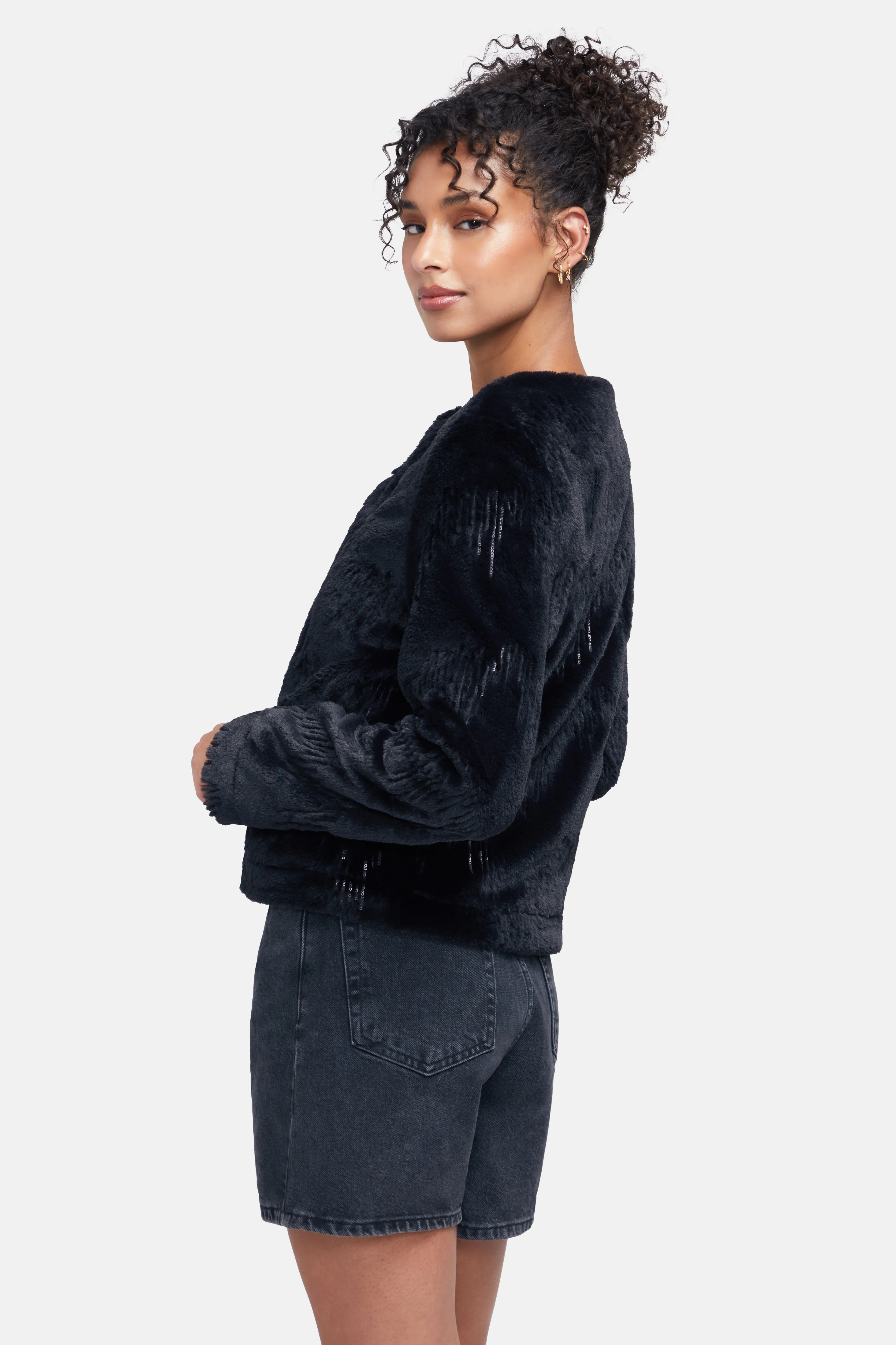 Sequins Fur Jacket | Black sold by Wildfox product image thumbnail 4