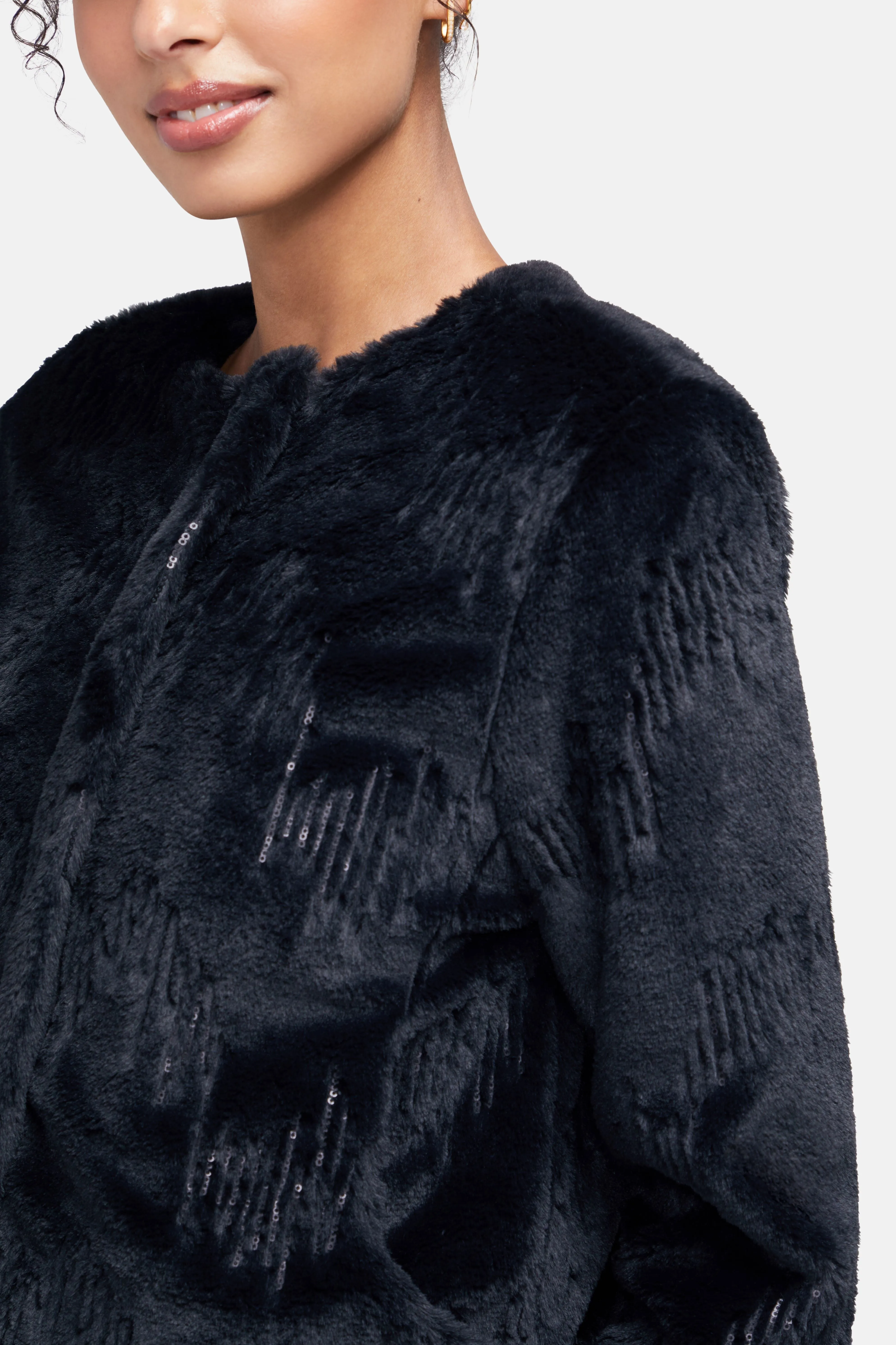 Sequins Fur Jacket | Black sold by Wildfox product image thumbnail 3
