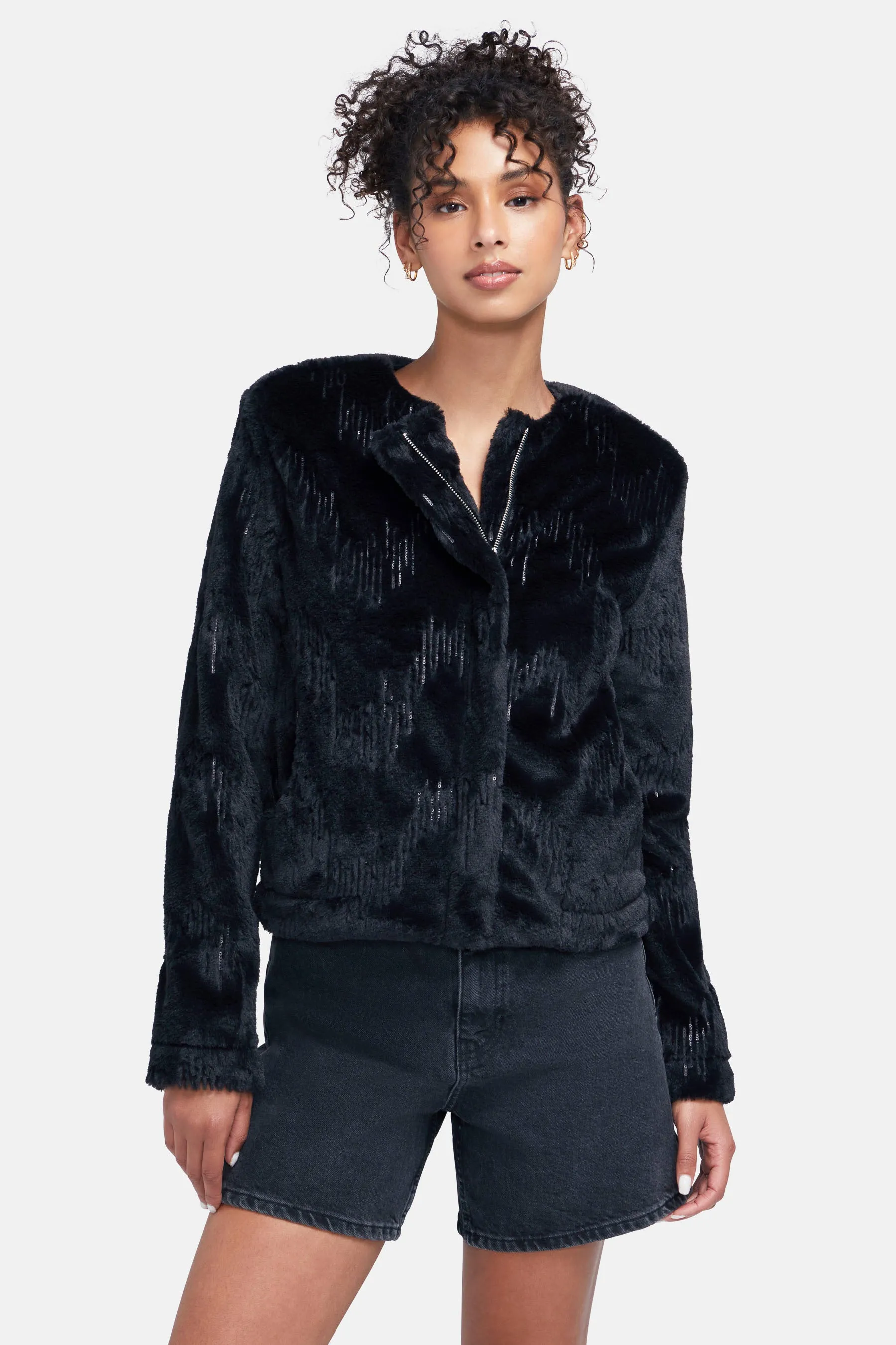 Sequins Fur Jacket | Black sold by Wildfox
