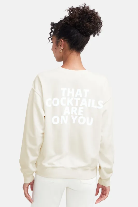 Cocktails On You Cody Sweatshirt | Whisper White sold by Wildfox