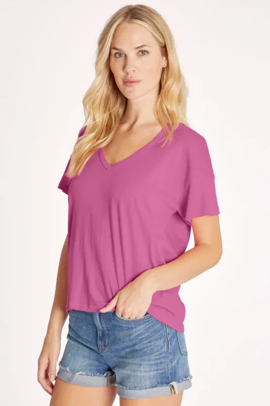 Chrissy V-Neck Tee | Magenta Purple sold by Wildfox