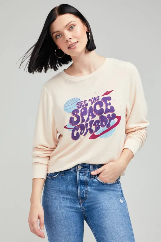 See You Never Baggy Beach Jumper | Gossamer Pink sold by Wildfox