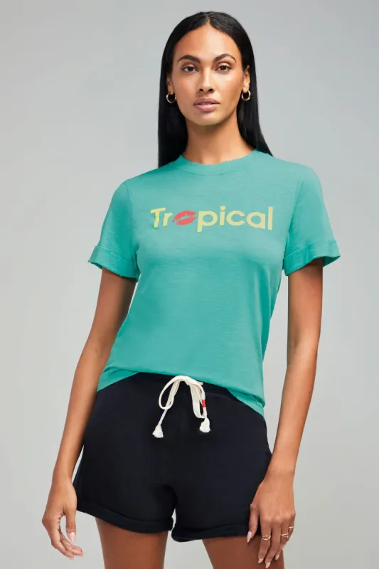 Tropical John Tee | Pigment Bright Aqua sold by Wildfox