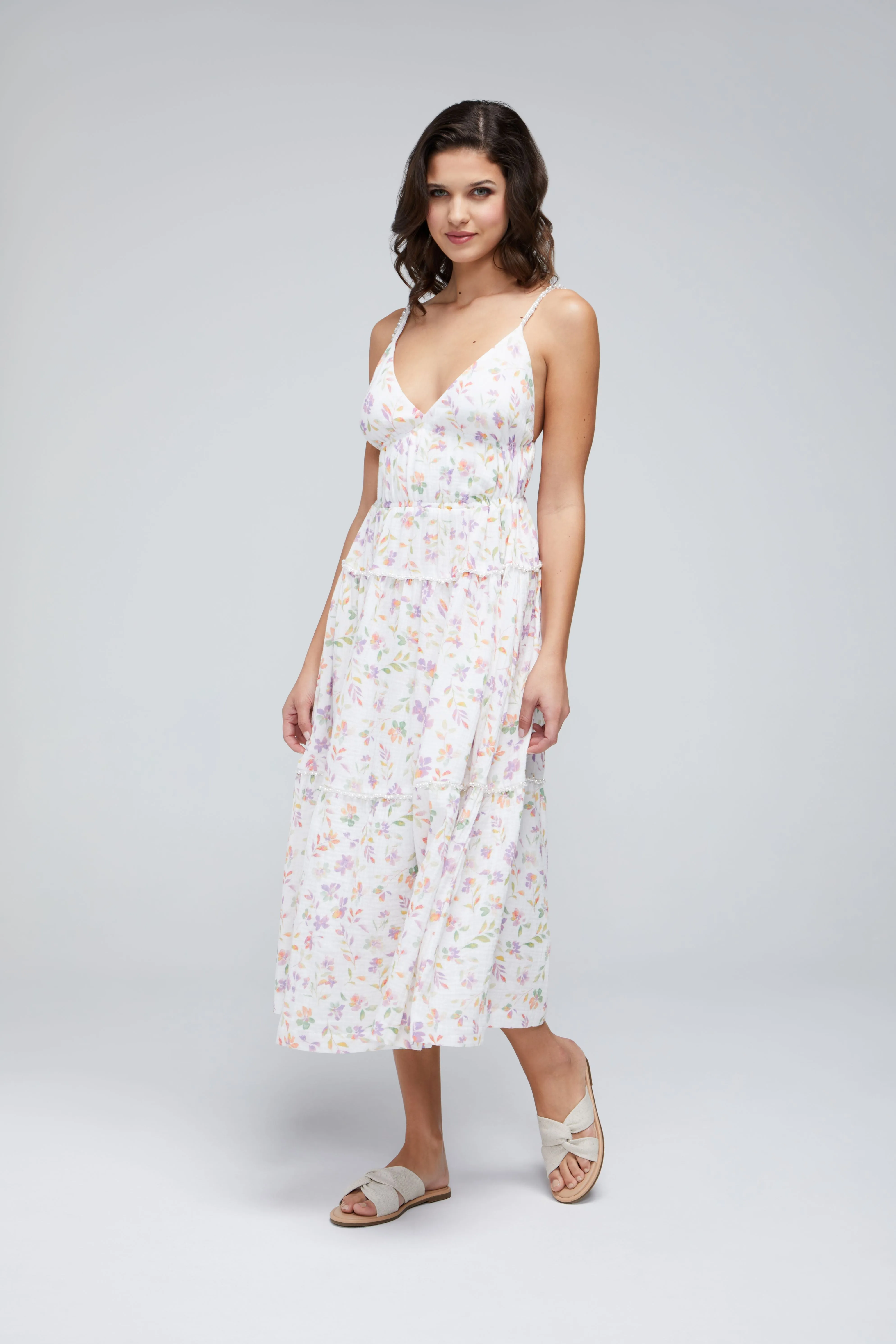 Delphine Dress | Snow White Ombre Leaves sold by Wildfox product image thumbnail 4