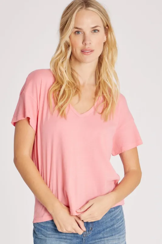 Chrissy V-Neck Tee | Bubblegum sold by Wildfox