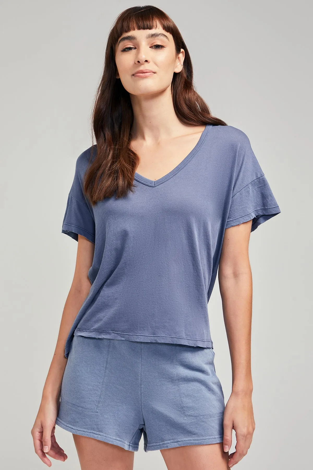Chrissy V-Neck Tee | Pigment China Blue sold by Wildfox