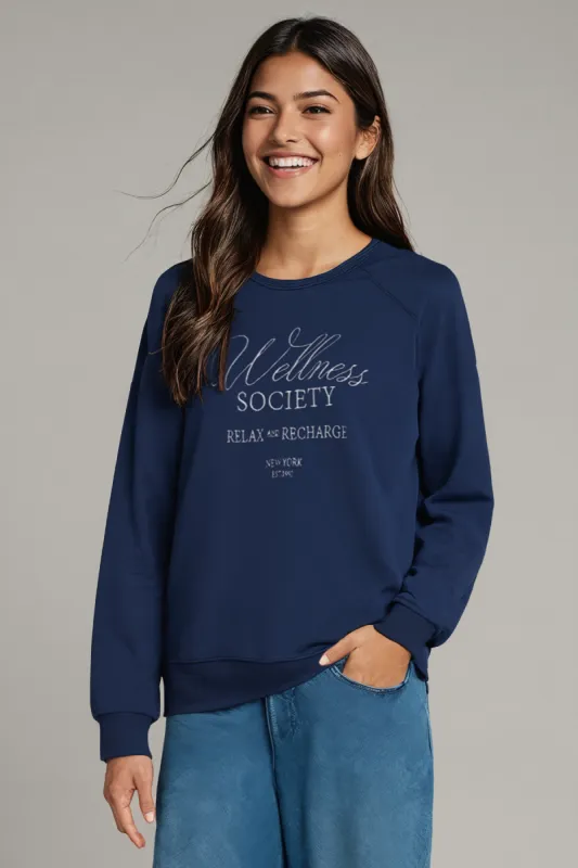 Wellness Society Keely Raglan Sweatshirt | Medieval Blue sold by Wildfox