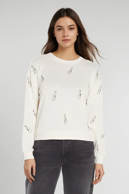 Poppin Bottles Bailey Sweater | Snow White sold by Wildfox