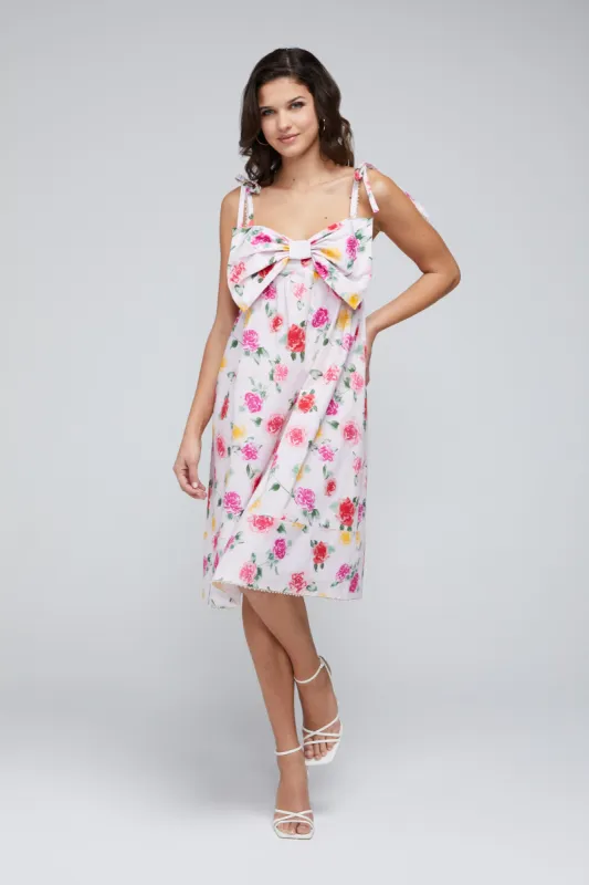 Laurent Midi Dress | Pink Marshmallow Single Rose sold by Wildfox