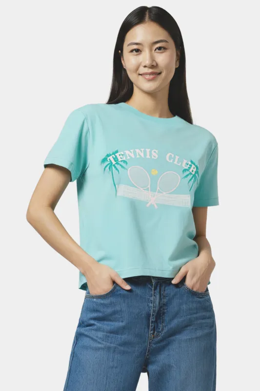 Tennis Club Jamie Tee | Blue Turquoise sold by Wildfox