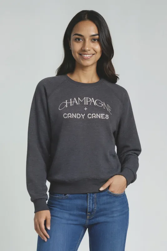 Champagne & Candy Keely Raglan Sweatshirt | Heather Black Beauty sold by Wildfox