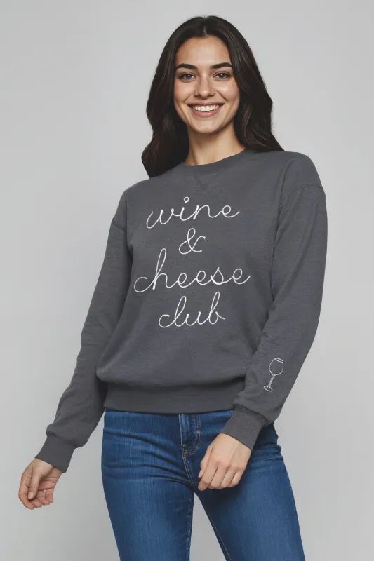 Wine & Cheese Charlie Sweatshirt | Pirate Black sold by Wildfox