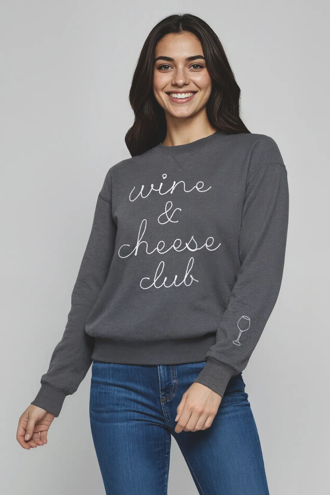 Wine & Cheese Charlie Sweatshirt | Pirate Black sold by Wildfox