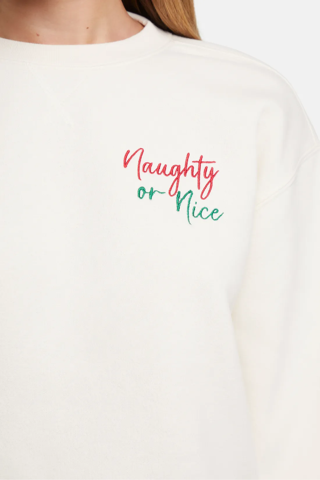 Naughty Or Nice Charlie Sweatshirt | Eggnog sold by Wildfox product image thumbnail 5