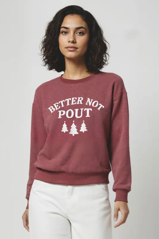Better Not Pout Charlie Sweatshirt | Heather Cabernet sold by Wildfox