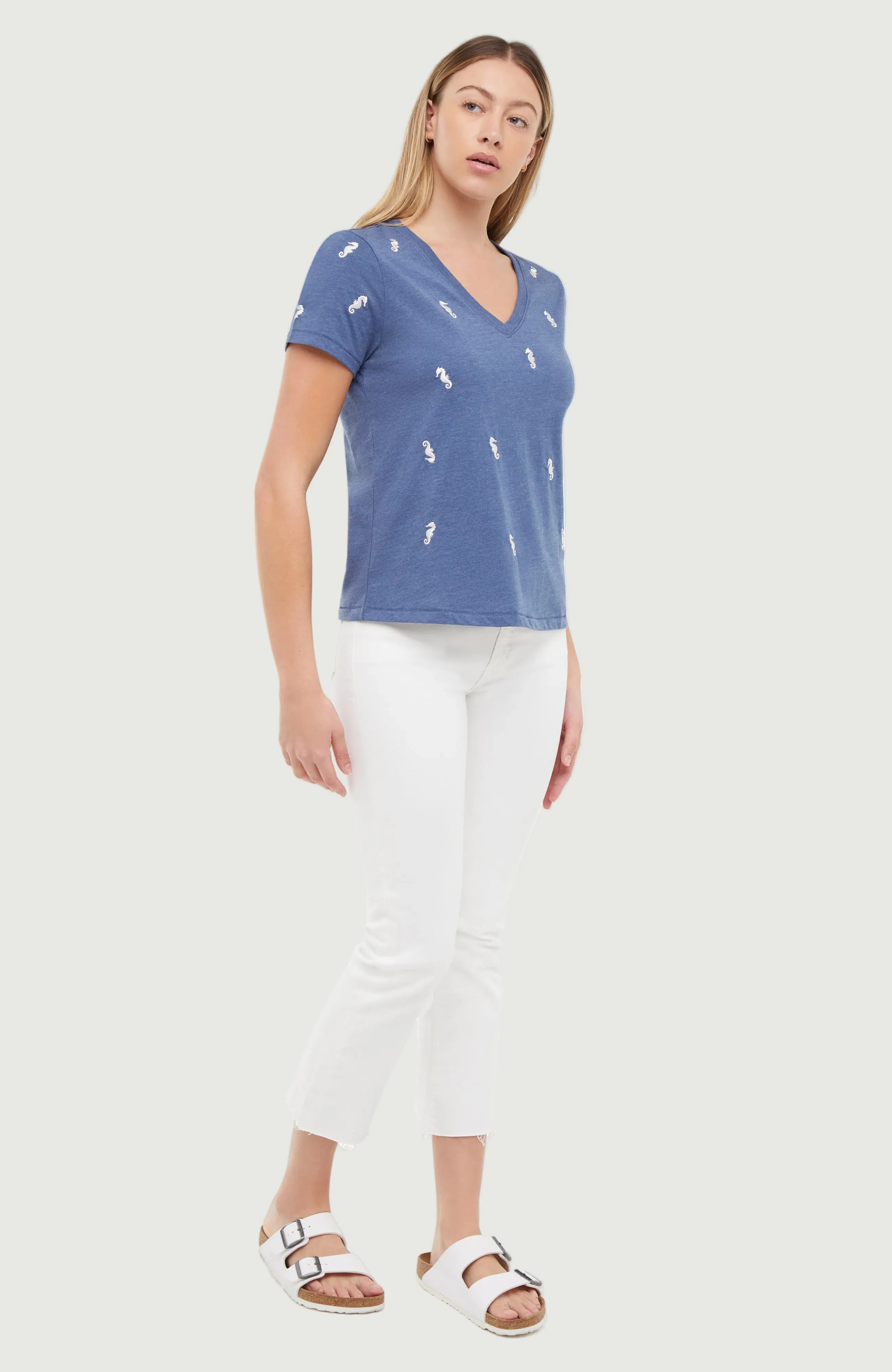 Seahorses Avery Tee | Heather Vintage Indigo sold by Wildfox product image thumbnail 4