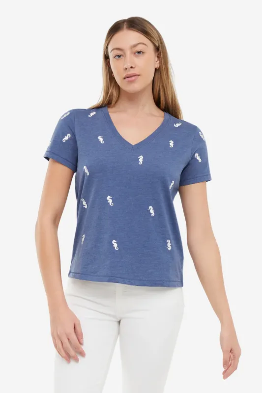 Seahorses Avery Tee | Heather Vintage Indigo sold by Wildfox