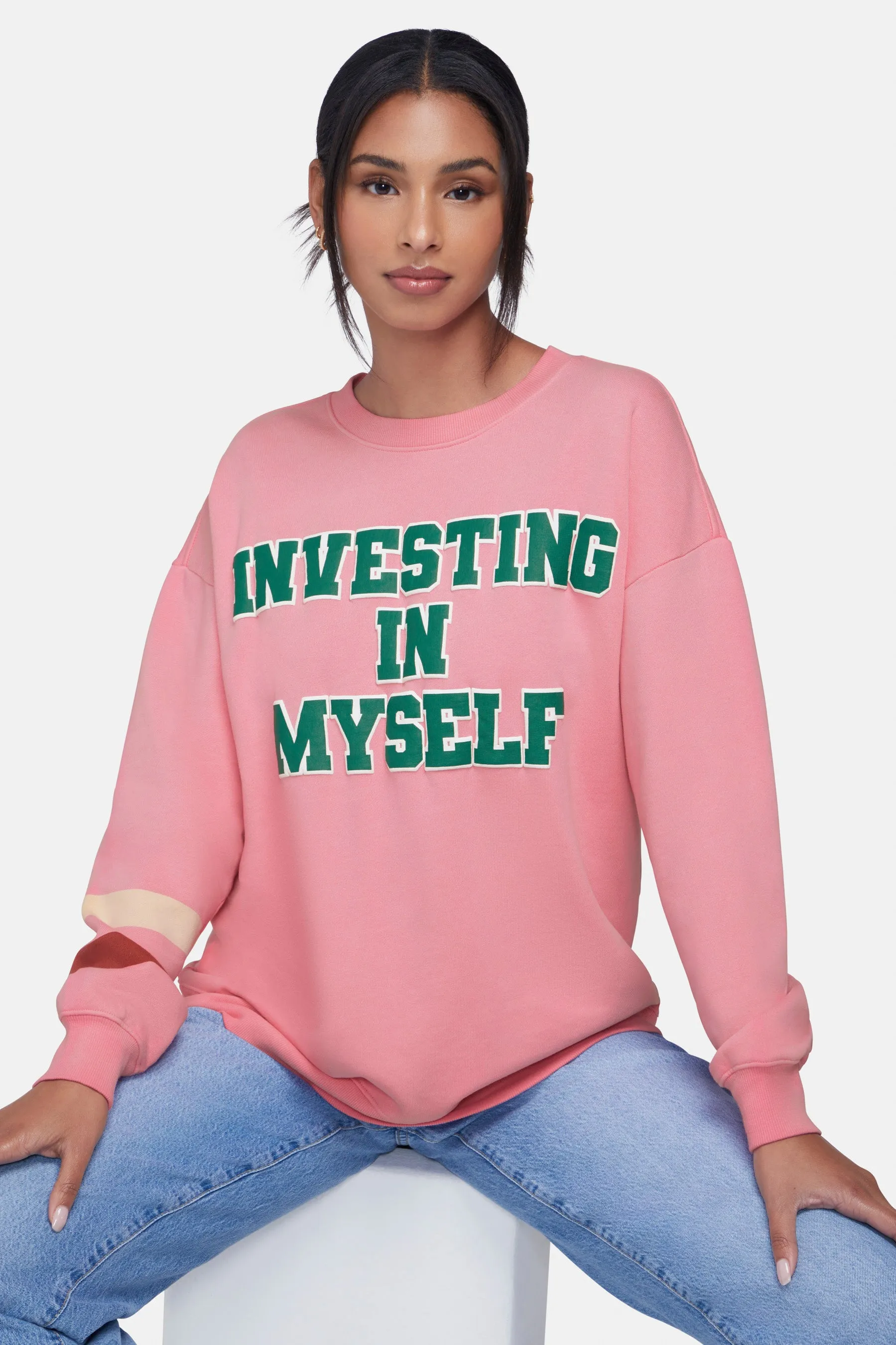 Invest Myself Roadtrip Sweatshirt | Aurora Pink sold by Wildfox