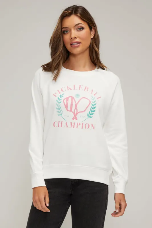 Pickleball Champ Keely Raglan Sweatshirt | Snow White made by Wildfox