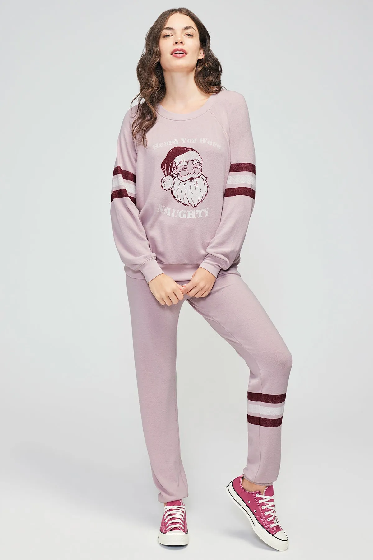 Candy Stripe Echo Sweats | Burnished Lilac sold by Wildfox product image thumbnail 2