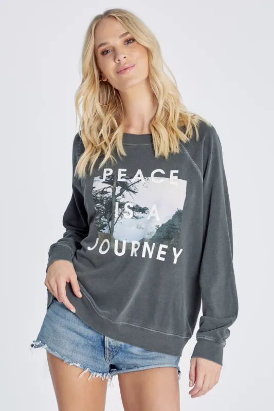 Peace Is A Journey Sommers Sweatshirt | Pigment Clean Black sold by Wildfox