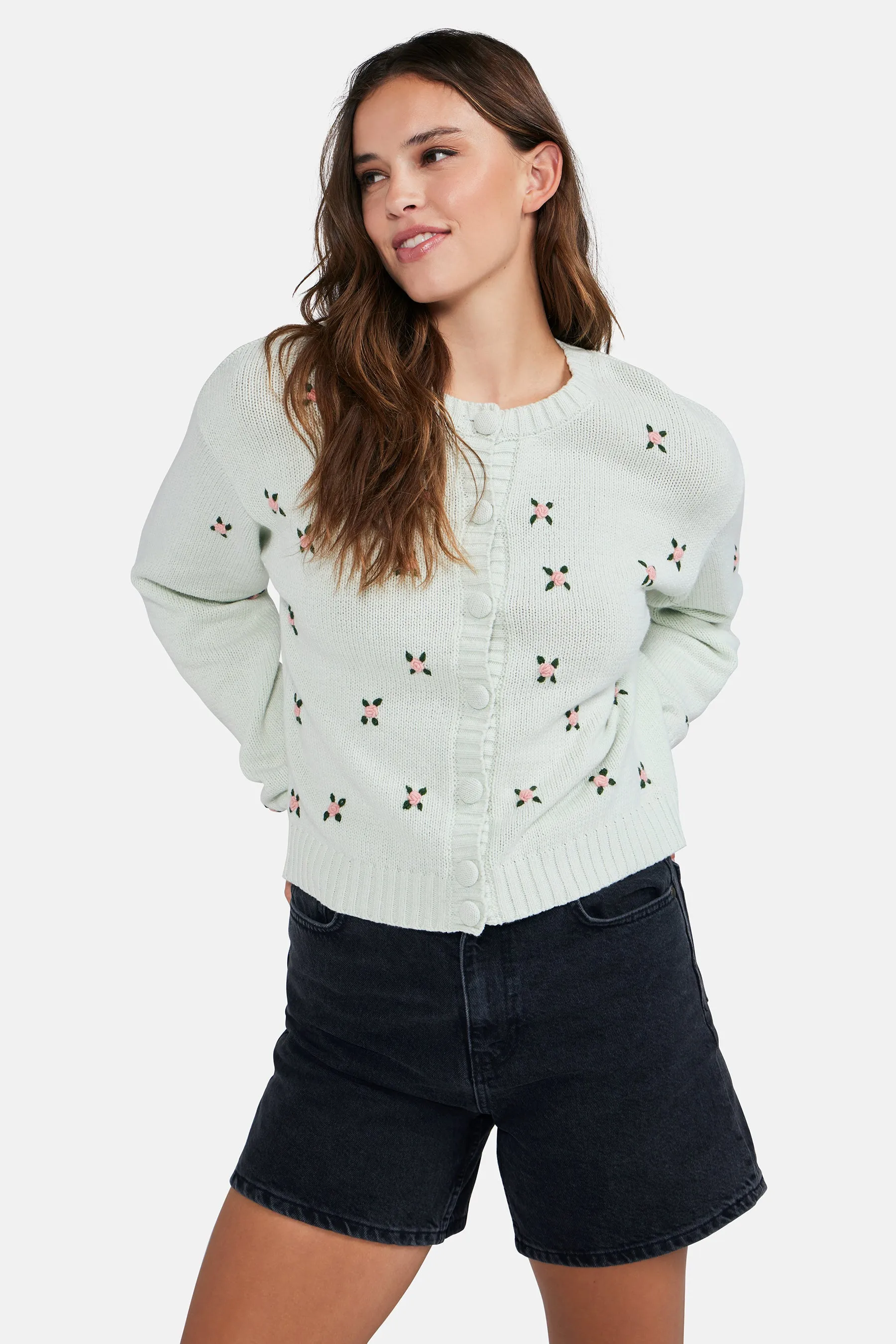 Rosette Cardigan | Zephyr Blue sold by Wildfox