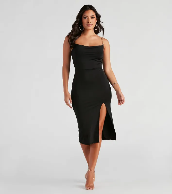 Late Night Vibes Chain Strap Midi Dress sold by Windsor