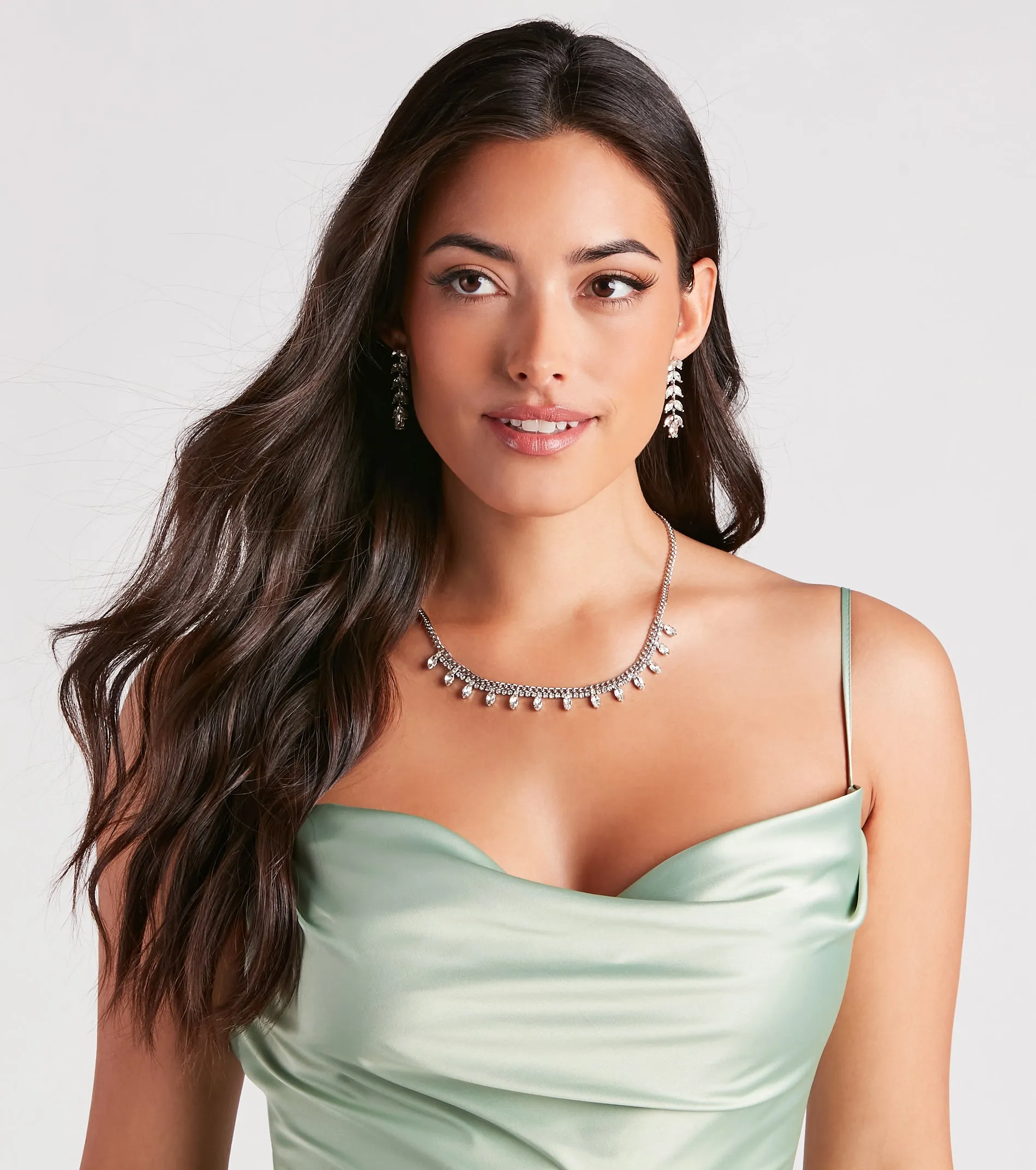 Let's Get Glam Rhinestone Necklace And Earrings Set sold by Windsor