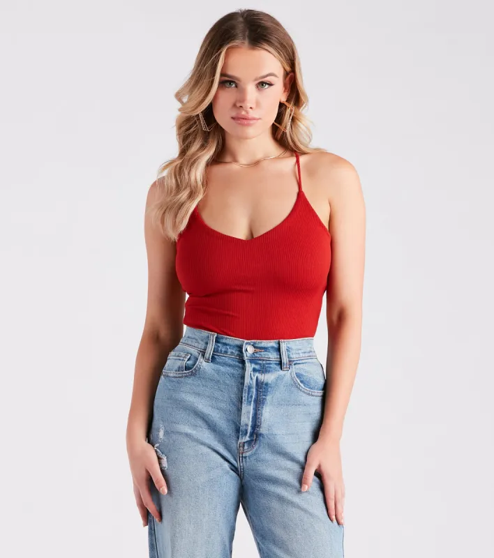 Turn Up The Heat Strappy Rib Knit Bodysuit sold by Windsor