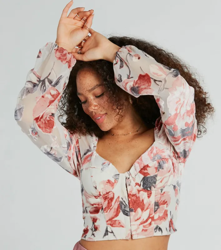 Spring-Chic Long Sleeve Floral Velvet Burnout Blouse sold by Windsor