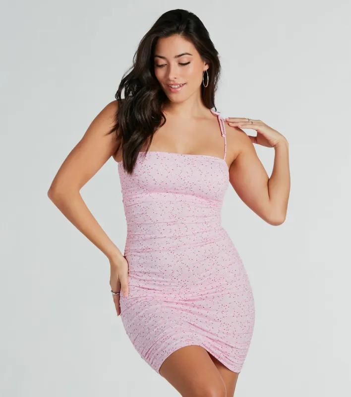 Cutest Look Ditsy Floral Ruched Knit Mini Dress sold by Windsor