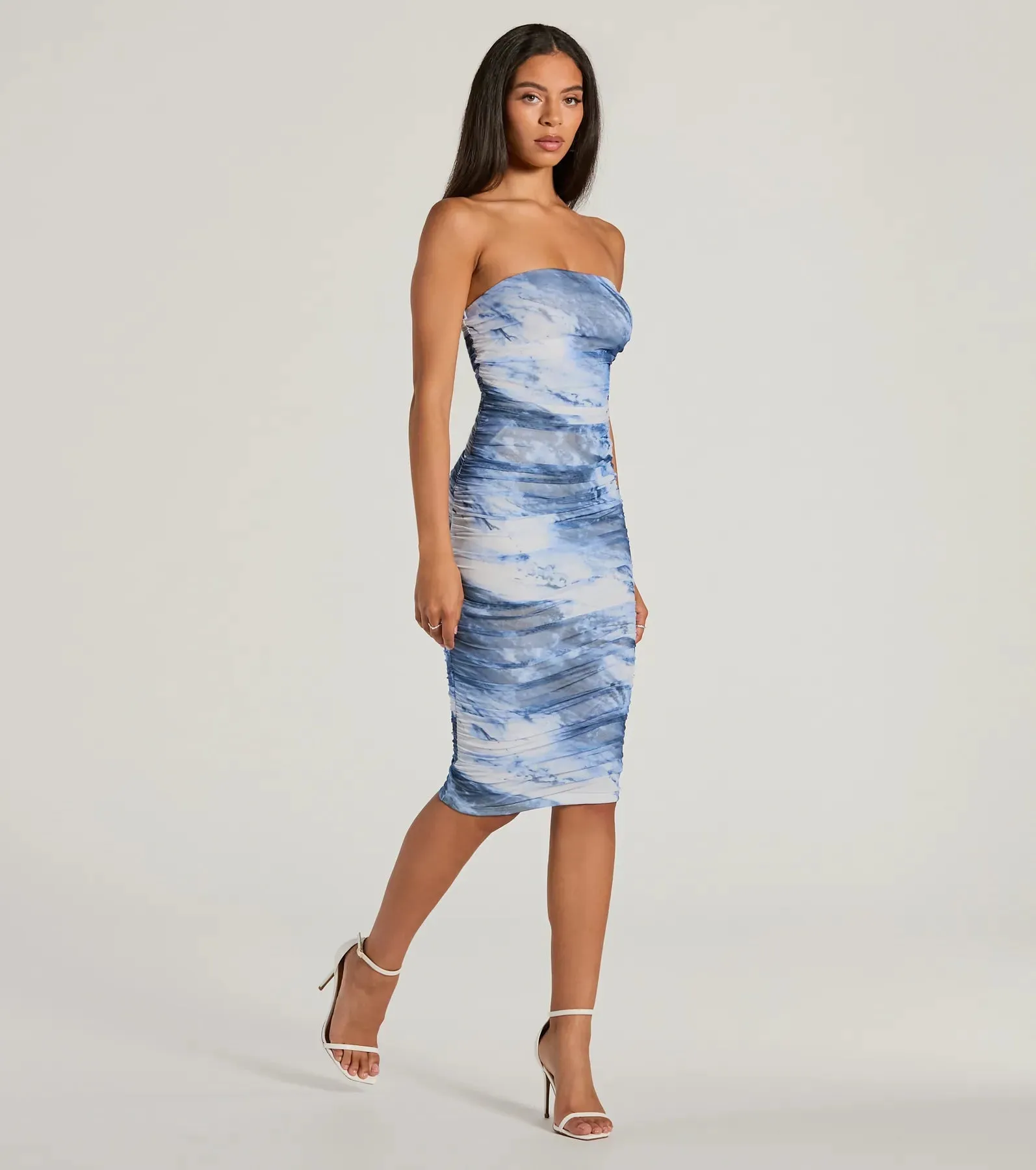 Made To Amaze Strapless Marble Bodycon Midi Dress sold by Windsor product image thumbnail 4