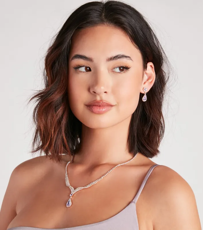 Radiant Mood Gemstone Necklace And Earrings Set sold by Windsor