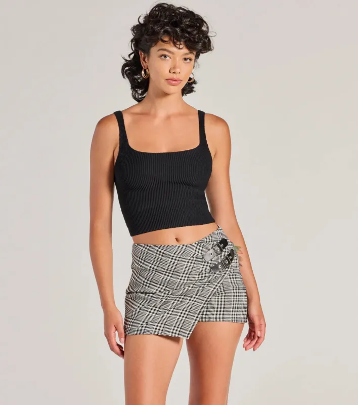 Cutest Agenda Buckle Plaid Mini Skort sold by Windsor