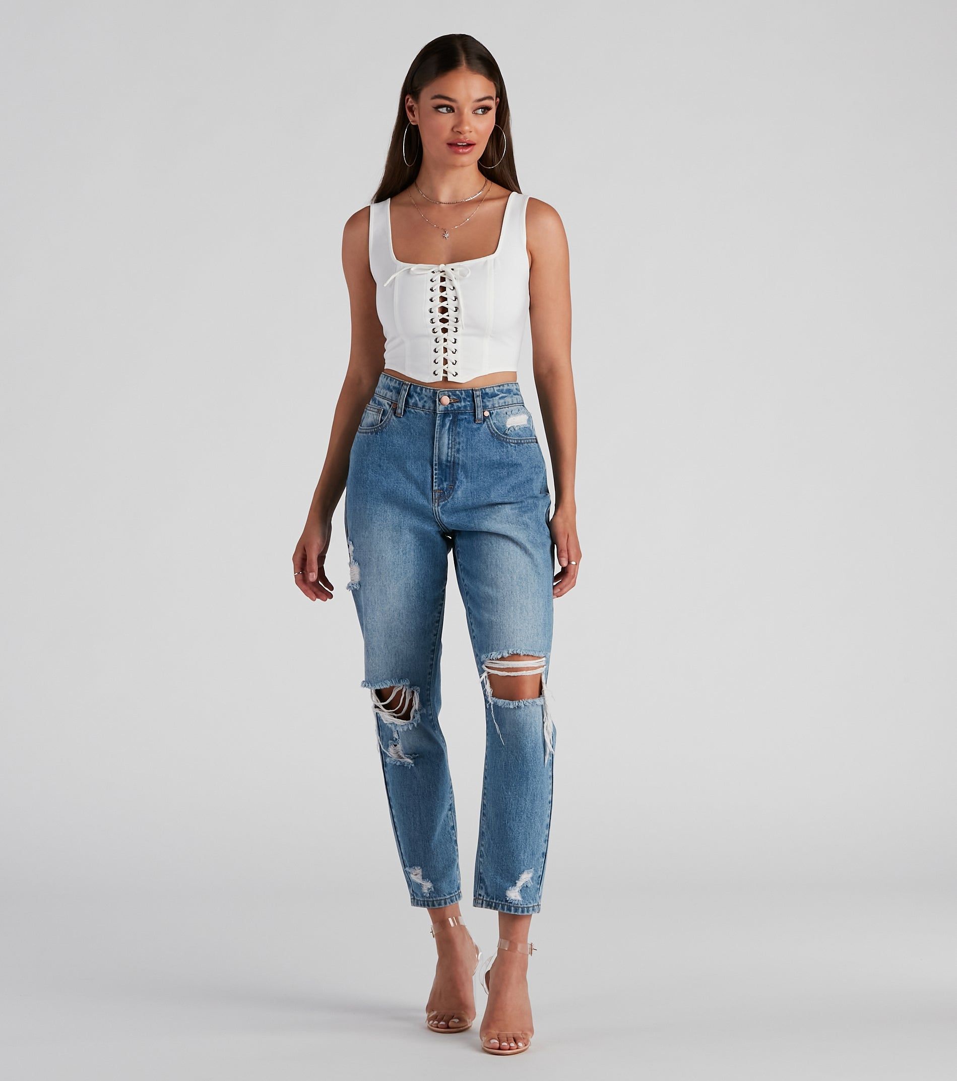 All Day Play Lace-Up Tank Crop Top sold by Windsor product image thumbnail 4