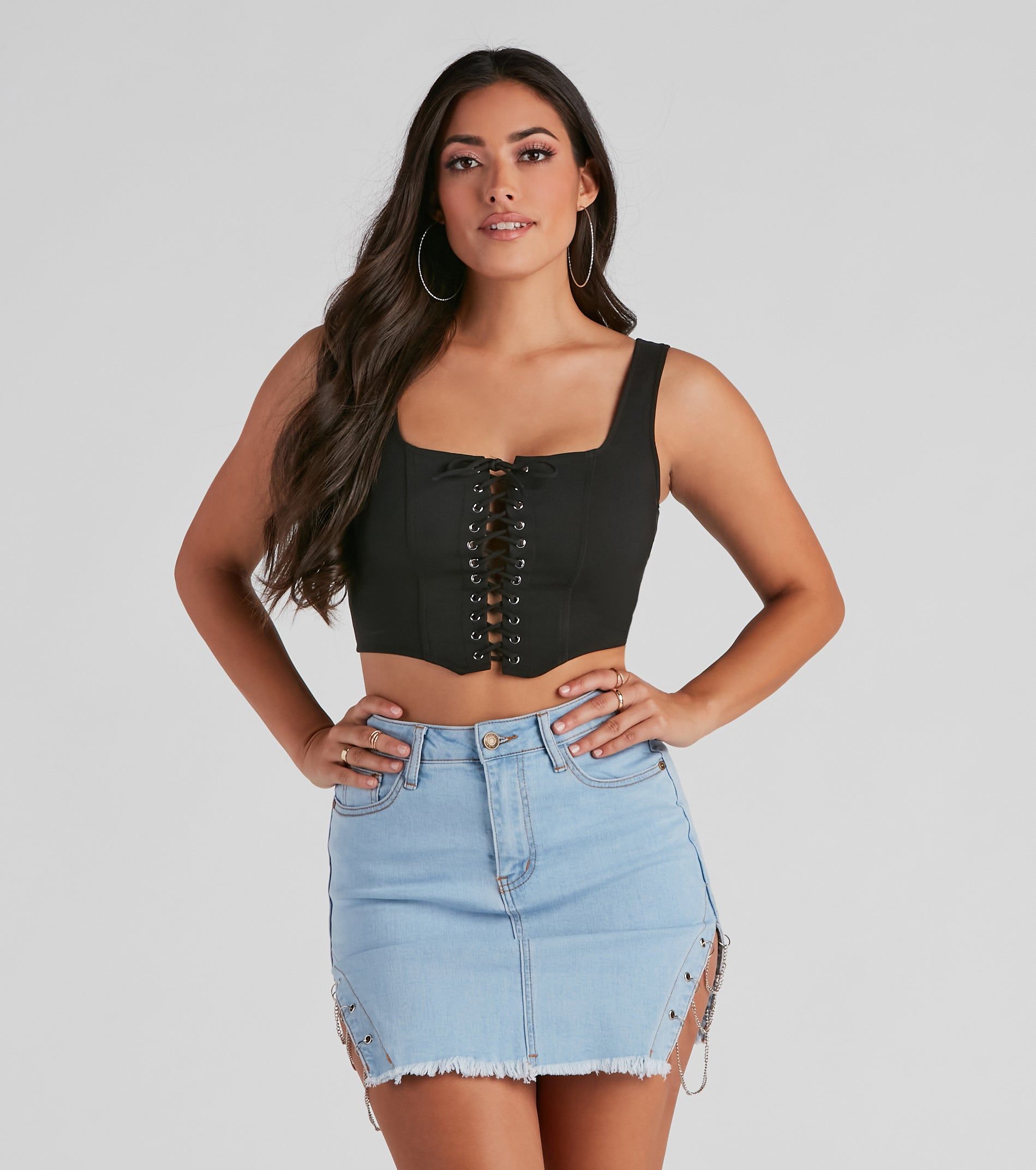 All Day Play Lace-Up Tank Crop Top sold by Windsor product image thumbnail 5
